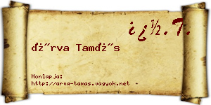 Árva Tamás névjegykártya