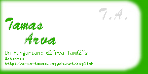 tamas arva business card